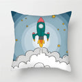 Axyaa Cartoon Astronaut Rocket Spaceship Sofa Pillowcase Space Theme Cushion Cover