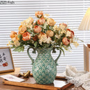 Axyaa Ancient Coins Relief Vase Ceramic Decor for Stylish Floral Arrangements