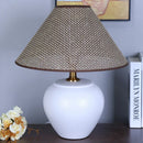 Axyaa Japanese Ceramic LED Floor Lamp with Fabric Lampshade for Home Decor