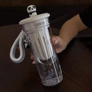 Axyaa Kawaii Sakura Panda Water Bottle with Filter - 650ml Gym Tea Juice Cup