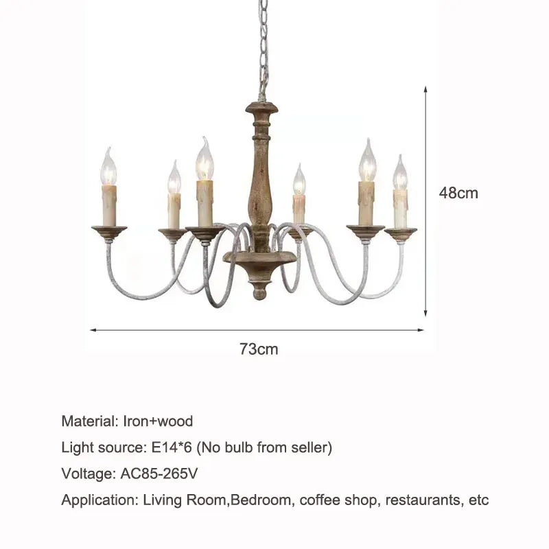 Axyaa Rustic Wooden Chandelier for Home Decor and Lighting