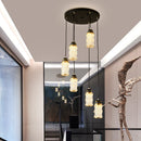 Axyaa Modern Staircase Light Disc Chandelier for Duplex Loft, Living Room Lighting