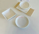 Axyaa 6-Inch Bone Dessert Plate Set - White Ceramic Vegetable Cake Serving Tray