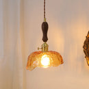 Axyaa Green Glass LED Pendant Lamp with Knob Switch - Copper Chandelier