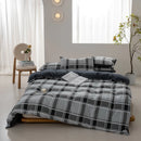 Axyaa Washed Cotton Grid Duvet Cover, Single Size 150*200cm Queen