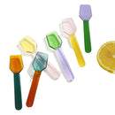 Axyaa Two Tone Glass Spoon Set - 3-Piece Milk Dessert & Ice Cream Shovel Shape
