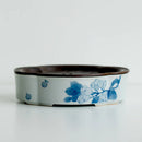 Blue Loquat Begonia Pot Holder Set by Axyaa: Hand-painted Ceramic Kung Fu Tea Table Base