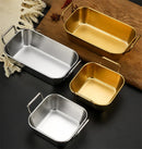 Axyaa Stainless Steel Snack Tray with Handle: Durable Square French Fries Plate