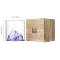 Axyaa 3D Mountain Whiskey Glass Set in Wooden Gift Box