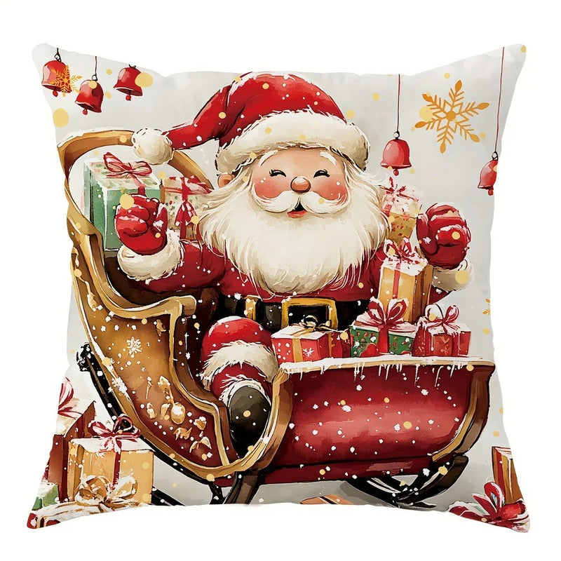 Axyaa Christmas Pillowcase: Santa Claus Snowman Bird Sofa Cushion Cover