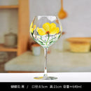 Axyaa Large Crystal Glass Hand-Painted Floral Goblet Red Wine Glass - Chinese Antique Style