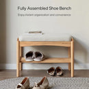 Axyaa Solid Wood Shoe Rack Bench with Cushion - Entryway, Living Room & Bedroom Organizer