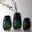 Axyaa Wrinkled Ice Glass Vase for Creative Flower Arrangement and Room Decor