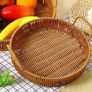 Axyaa Handwoven Rattan Basket with Handle - Food Storage Tray, Wicker Storage Organizer