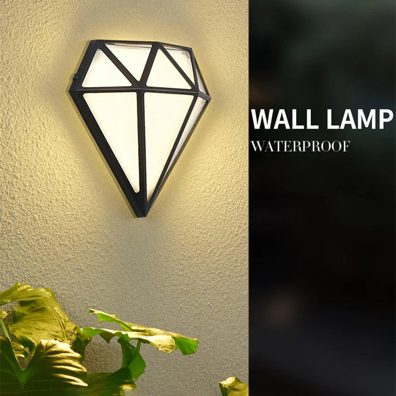 Axyaa Modern Diamond-Shaped Waterproof Wall Sconce for Porch, Terrace, and Garden Decor