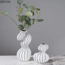 Axyaa Striped Ceramic Vase for Artificial Flowers, Elegant Desk Decoration