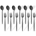 Axyaa 12Pcs Gold Mirror Stainless Steel Fork Spoon Set for Kitchen Dinnerware