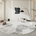 Axyaa Soft Fluffy Black White Carpet: Minimalist Decor for Living Room, Plush Large Round Rug