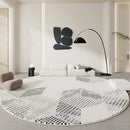 Axyaa Soft Fluffy Black White Carpet: Minimalist Decor for Living Room, Plush Large Round Rug