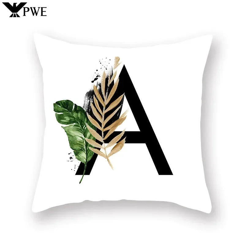 Floral Alphabet Pillow Case by Axyaa: Home & Car Decorative Cushion Cover