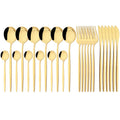 Axyaa Pink Gold Stainless Steel Cutlery Set - 24Pcs Mirror Dinnerware Flatware