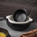 Axyaa Stone Patterned Ceramic Double Ear Soup Bowl - Large Capacity Noodle & Salad Bowl