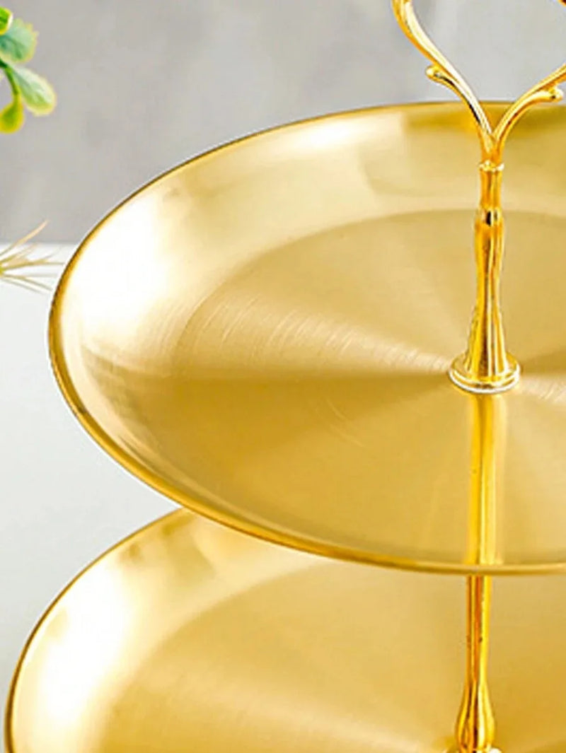 Axyaa Gold Stainless Steel Dessert Tray, Multi-Tier Cake Stand for Tea Party