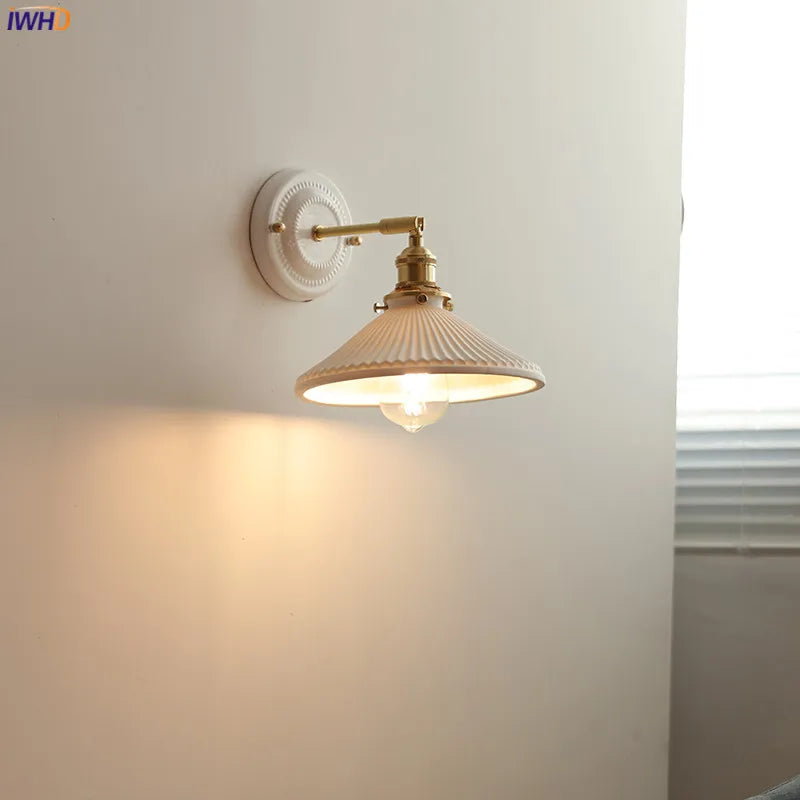 Axyaa White Ceramic Wall Lamp Modern Nordic Japanese Style LED Lighting
