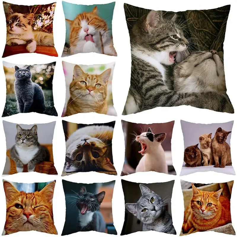Axyaa Cat Design Sofa Cushion Cover 45x45cm