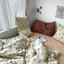 Axyaa Korean Retro Floral King Size Cotton Bedding Set with Sheets