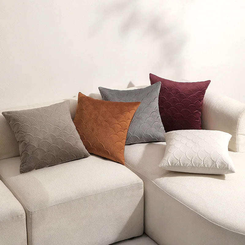 Axyaa Velvet Shell Pattern Throw Pillowcase for Home Decor