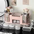 Axyaa Double-Layer Makeup Organizer: Brush Tube Compartment Drawer for Dressing Table