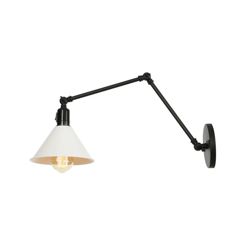 Axyaa Retro Black Wall Lamp with Long Arm for Living Room Reading