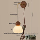 Axyaa Walnut Wood LED Wall Lamp with Pull Chain Switch