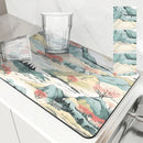 Axyaa Natural Scenery Square Dry Mat - Anti-slip & Absorbent Coffee Tablewear and Dish Drainer
