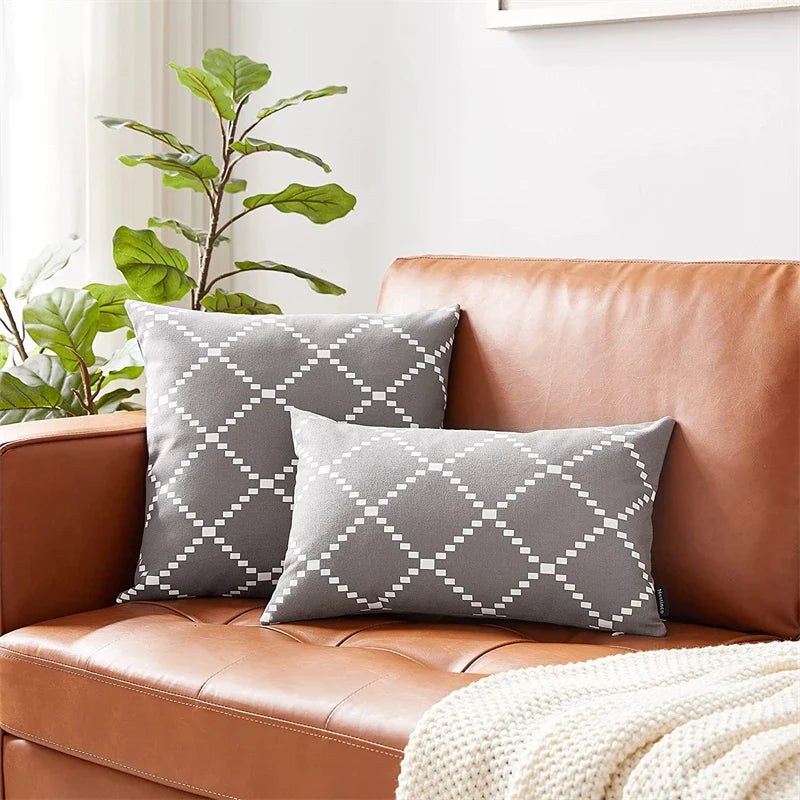 Velvet Geometric Cushion Cover for Sofa Nordic Decor by Axyaa