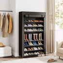 Axyaa 10 Tier Shoe Rack with Cover: Black Shoe Organizer Stand for 50 Pairs