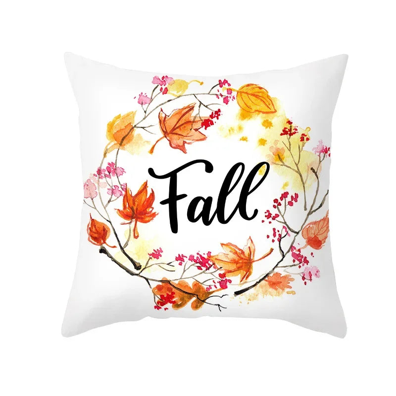 Maple Pumpkin Autumn Pillowcase Sofa Seat Cushion Cover by Axyaa