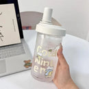 Axyaa Cat Straw Water Bottle with Lid - Bubble Milk Tea Plastic Cup