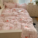 Axyaa Lace Printed Milk Fleece 4-Piece Set - Winter Coral Fleece