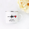 Axyaa His and Hers Lovers Camp Cup Enamel Mug Gift for Couples