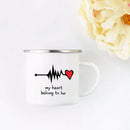 Axyaa His and Hers Lovers Camp Cup Enamel Mug Gift for Couples