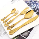 Axyaa Gold Stainless Steel Dinnerware Set - 24Pcs Flatware Cutlery Kit