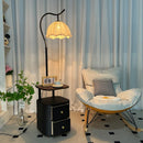 Axyaa Wooden Storage Rack Integrated Floor Lamps LED for Bedside Table Living Room