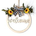 Axyaa Sunflower Rose Wreath Hello Love Hanging Sign for Home Garden Wedding