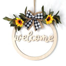 Axyaa Sunflower Rose Wreath Hello Love Hanging Sign for Home Garden Wedding