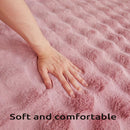 Axyaa Pink Rabbit Shaggy Faux Fur Rug for Girls' Room Décor