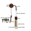 Axyaa Wood LED Wall Light with Adjustable Wire & Yellow Travertine Lampshade
