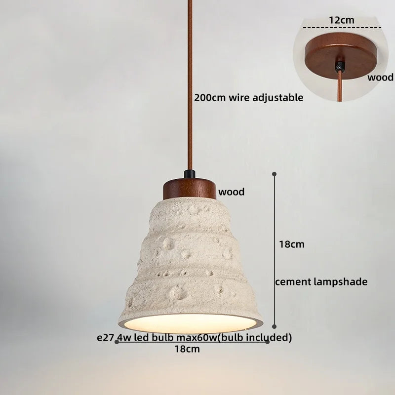 Axyaa LED Pendant Lights Modern Style Cement Wood Hanging Lamp