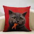 Axyaa Cat and Dog Pattern Cushion Cover 45x45cm Linen Square Pillowcase